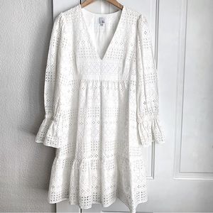 REVOLVE Iris & Ink White Eyelet Cotton Dress size 6
